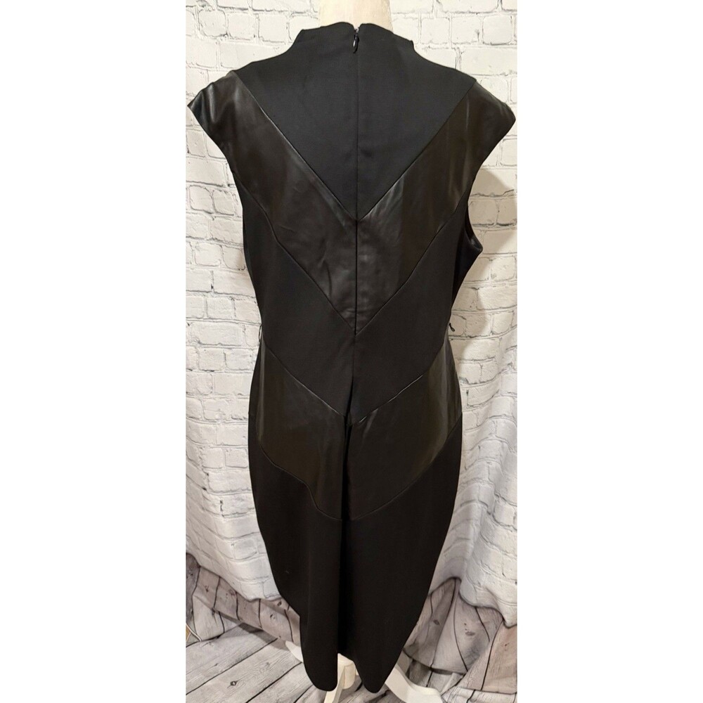 New York & Co. NY&Co. Black Faux-leather Chevron Sheath Dress Size XL - Picture 2 of 9